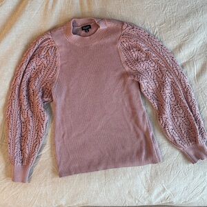 Splendid Lavender Knit Sweater with Lace Sleeves